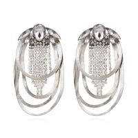 Rhinestone Earring Zinc Alloy with Brass platinum color plated for woman & with rhinestone Sold By Pair
