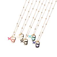 Stainless Steel Jewelry Necklace gold color plated for woman & enamel Length 15.75 Inch Sold By PC