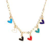 Stainless Steel Jewelry Necklace, gold color plated, wave chain & for woman & enamel, 7x8mm, Length:40-45 cm, Sold By PC
