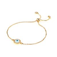 Evil Eye Jewelry Bracelet Brass with Shell gold color plated Adjustable & micro pave cubic zirconia & for woman nickel lead & cadmium free Length 16-22 cm Sold By PC