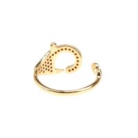 Circón cúbico anillo de latón, metal, chapado en color dorado, micro arcilla de zirconia cúbica & para mujer, libre de níquel, plomo & cadmio, 11x15mm, Vendido por UD