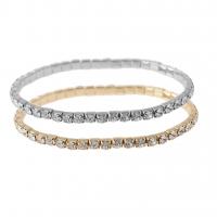Zinc Alloy Bangle plated fashion jewelry & for woman & with rhinestone 60mm Sold By PC