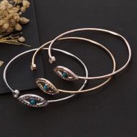 Zinc Alloy Cuff Bangle with turquoise plated fashion jewelry & for woman & with rhinestone 63mm Sold By PC