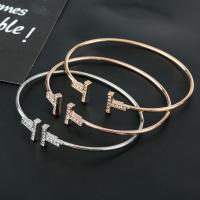 Zinc Alloy Cuff Bangle plated fashion jewelry & for woman & with rhinestone 65mm Sold By PC