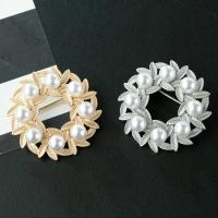 Tibetan Style Brooches, with Plastic Pearl, plated, fashion jewelry & for woman, more colors for choice, 40mm, Sold By PC