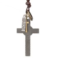 Collier de bijoux en alliage de zinc, avec cordon en cuir, Crucifix, Placage, bijoux de mode & unisexe, 85x40mm, Longueur:80 cm, Vendu par PC