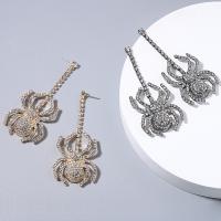 Tibetan Style Drop Earrings, fashion jewelry & for woman & with rhinestone, more colors for choice, 78x30mm, Sold By Pair