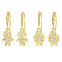 Cubic Zirconia Micro Pave Brass Earring, gold color plated, fashion jewelry & different styles for choice & micro pave cubic zirconia, golden, 25x9mm, Sold By Pair