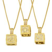 Cubic Zircon Micro Pave Brass Necklace with 1.97 extender chain gold color plated fashion jewelry & micro pave cubic zirconia golden Length 45 cm Sold By PC