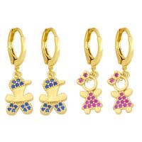 Cubic Zirconia Micro Pave Brass Earring gold color plated fashion jewelry & micro pave cubic zirconia golden Sold By Pair