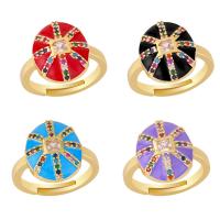 Sko Circonia Pierścień mosiężny Micro Pave, Mosiądz, Platerowane w kolorze złota, biżuteria moda & mikro utorować cyrkonia & emalia, dostępnych więcej kolorów, 16mm, sprzedane przez PC
