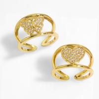 Cubic Zirconia Micro Pave Brass Ring gold color plated fashion jewelry & micro pave cubic zirconia 13mm Sold By PC