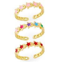 Ring Finger mosiądz, Gwiazdka, Platerowane w kolorze złota, biżuteria moda & emalia, dostępnych więcej kolorów, 5mm, sprzedane przez PC