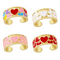 Ring Finger mosiądz, Serce, Platerowane w kolorze złota, biżuteria moda & emalia, dostępnych więcej kolorów, 10mm, sprzedane przez PC