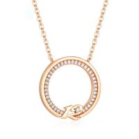 Cubic Zircon Micro Pave 925 Sterling Silver Necklace, with Cubic Zirconia, with 1.97Inch extender chain, Donut, gold color plated, more colors for choice, 20x20mm, Sold Per Approx 17.72 Inch Strand