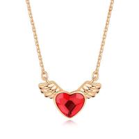 CRYSTALLIZED™ Element Crystal Necklace 925 Sterling Silver with CRYSTALLIZED™ sterling silver lobster clasp with 1.97Inch extender chain Winged Heart gold color plated faceted red Sold Per Approx 15.75 Inch Strand