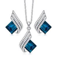 Austrian Crystal Jewelry Sets, Stud Earring & necklace, 925 Sterling Silver, with CRYSTALLIZED™, sterling silver lobster clasp, sterling silver post pin, with 1.97Inch extender chain, platinum plated, faceted, more colors for choice, 14x11mm, Length:Approx 15.75 Inch, Sold By Set