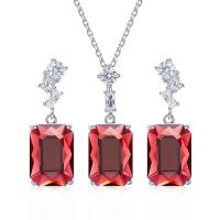 Austrian Crystal Jewelry Sets, earring & necklace, 925 Sterling Silver, with CRYSTALLIZED™, sterling silver post pin, with 1.97Inch extender chain, Rectangle, platinum plated, faceted, more colors for choice, 27mmx10mm,28mmx10mm, Length:Approx 15.75 Inch, Sold By Set
