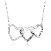 Cubic Zircon Micro Pave 925 Sterling Silver Necklace, with Cubic Zirconia, with 1.97Inch extender chain, Heart, plated, more colors for choice, 32x13mm, Sold Per Approx 17.72 Inch Strand