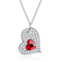 Crystal Jewelry Sets Brass with Austrian Crystal with 1.97Inch extender chain Heart platinum plated faceted silver color nickel lead & cadmium free Length Approx 15.75 Inch Sold By Set