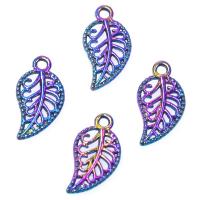 Tibetan Style Leaf Pendants, colorful plated, vintage, nickel, lead & cadmium free, 7x14mm, Sold By PC