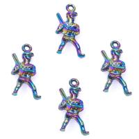 Tibetan Style Pendants, colorful plated, vintage, nickel, lead & cadmium free, 13x25mm, Sold By PC