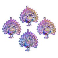 Tibetan Style Animal Pendants, Peacock, colorful plated, vintage, nickel, lead & cadmium free, 33x5x43mm, Sold By PC