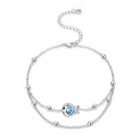 Brass Anklet with CRYSTALLIZED™ brass lobster clasp with 1.97Inch extender chain Fish platinum plated faceted sea blue nickel lead & cadmium free Sold Per Approx 8.27 Inch Strand