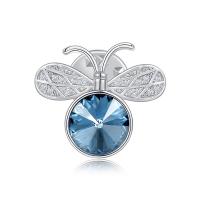 Crystal Brooch Brass with Cubic Zirconia & Crystal Bee platinum plated faceted blue nickel lead & cadmium free Sold By PC