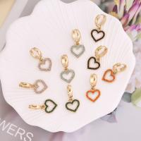 Huggie Hoop Drop Earring Stainless Steel Heart gold color plated micro pave cubic zirconia Sold By PC
