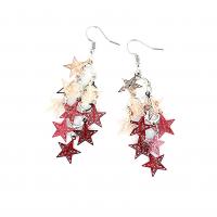 Brass Drop Earring with Stainless Steel Star plated & for woman & hollow nickel lead & cadmium free Sold By Pair