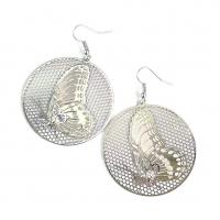 Brass Drop Earring Butterfly plated for woman & with rhinestone & hollow nickel lead & cadmium free 50mm Sold By Pair