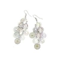 Brass Drop Earring Flower plated for woman & hollow nickel lead & cadmium free 80mm Sold By Pair