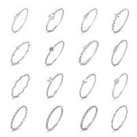 Sterling Sølv Smykker fingerring, 925 Sterling Sølv, platineret, forskellig størrelse for valg & forskellige stilarter for valg & for kvinde, Størrelse:5-8, Solgt af PC