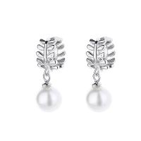 Huggie Hoop Drop Earring, 925 Sterling Silver, with Shell Pearl, plated, for woman, more colors for choice, 8x23mm, Sold By Pair