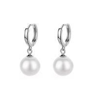 South Sea Shell Earring, 925 Sterling Silver, with Shell Pearl, plated, for woman, more colors for choice, 10x23mm, Sold By Pair