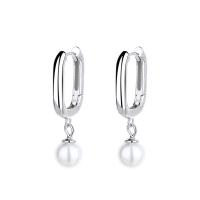 South Sea Shell Earring, 925 Sterling Silver, with Shell Pearl, plated, for woman, more colors for choice, 6x25mm, Sold By Pair