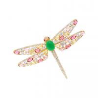 Cubic Zirconia Brooch, Brass, Dragonfly, gold color plated, micro pave cubic zirconia & for woman, more colors for choice, 66x43mm, Sold By PC