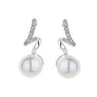 South Sea Shell Earring, 925 Sterling Silver, with Shell Pearl, plated, micro pave cubic zirconia & for woman, more colors for choice, 8.20x19.60mm, Sold By Pair