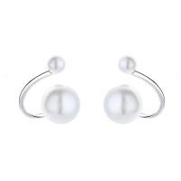 Freshwater Pearl Earrings, 925 Sterling Silver, with Freshwater Pearl, plated, for woman, more colors for choice, 8.2mm,3.9mm, Sold By Pair