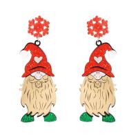 Christmas Earrings Resin with Zinc Alloy Santa Claus Christmas Design & for woman red Sold By Pair