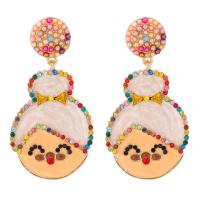 Christmas Earrings Zinc Alloy Grandma gold color plated Christmas Design & for woman & enamel & with rhinestone Sold By Pair