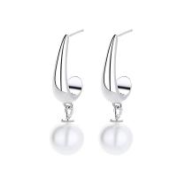 South Sea Shell Earring, 925 Sterling Silver, with Shell Pearl, plated, for woman, more colors for choice, 8.30x23.80mm, Sold By Pair