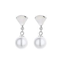 South Sea Shell Earring 925 Sterling Silver with Shell Pearl plated & for woman & with rhinestone Sold By Pair