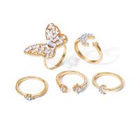 Zinc Alloy Ring Set plated Unisex & with rhinestone nickel lead & cadmium free Sold By Set