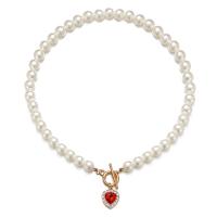 Plastik perle halskæde, Zinc Alloy, med Plastic Pearl, mode smykker & for kvinde & med rhinestone, nikkel, bly & cadmium fri, Længde Ca. 18.31 inch, Solgt af PC