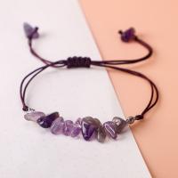 Amethyst Bracelet with Polyester Cord Chips for woman purple Length 7-28 cm Sold By PC