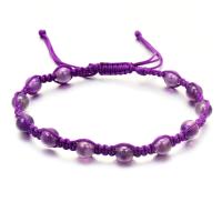 améthyste bracelet, avec cordon de polyester, pour femme, violet, 8mm, Longueur:7.5 pouce, Vendu par PC