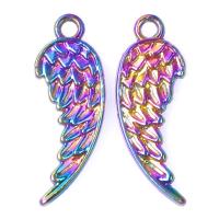 Wing Shaped Tibetan Style Pendants, Feather, plated, mixed colors, 26x9x2mm, Sold By PC