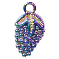 Zinc Alloy fruits forme pendentifs, alliage de zinc, raisin, Placage, couleurs mélangées, 23x13mm, Vendu par PC